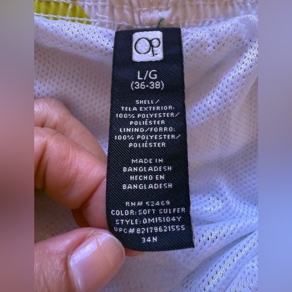 Op Ocean Pacific Drawstring Boardshorts Swim Trunks Men White L/G (36-38) - Picture 8 of 14